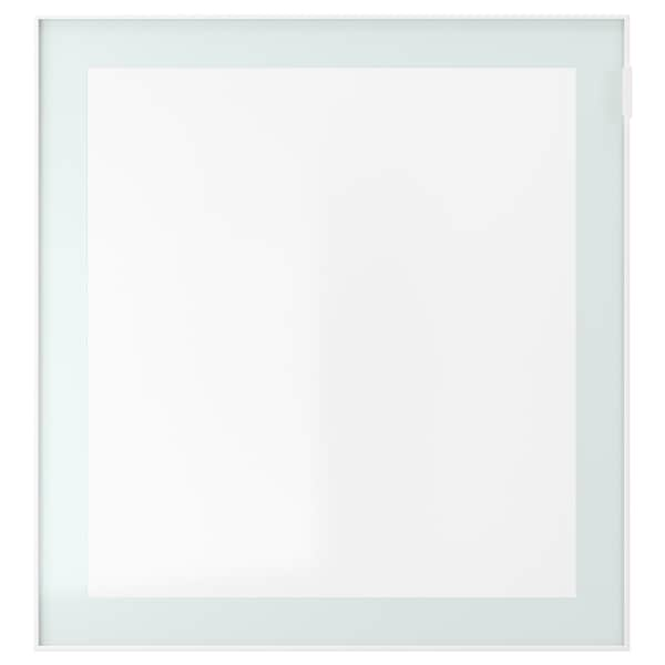 GLASSVIK - Glass door, white/light green clear glass, 60x64 cm