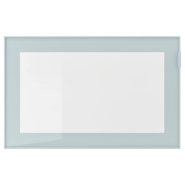 GLASSVIK - Glass door, light grey-blue/clear glass, 60x38 cm