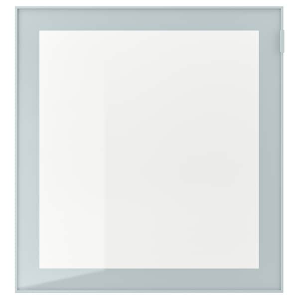 GLASSVIK - Glass door, light grey-blue/clear glass, 60x64 cm