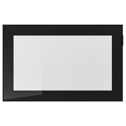 GLASSVIK - Glass door, black/clear glass, 60x38 cm