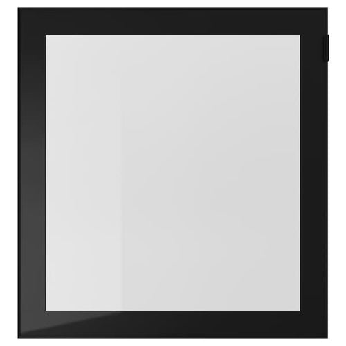 GLASSVIK - Glass door, black/clear glass, 60x64 cm