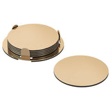 GLATTIS coasters with holder, brass-colour, 8.5 cm, 6 pack