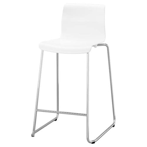 GLENN - Bar stool, white/chrome-plated, 66 cm