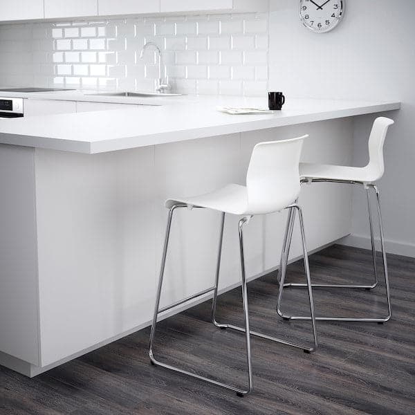 Ikea GLENN - Bar stool, white/chrome-plated, 66 cm