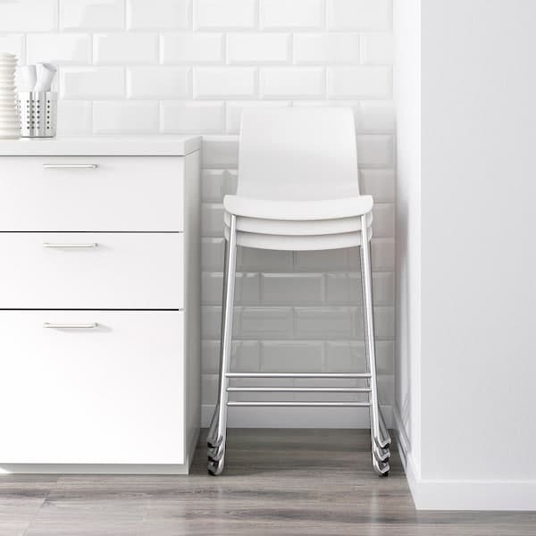 Ikea GLENN - Bar stool, white/chrome-plated, 66 cm