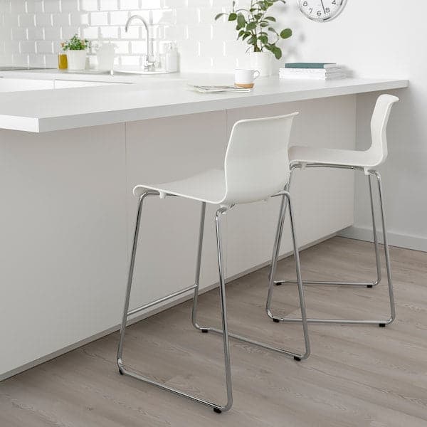 GLENN - Bar stool, white/chrome-plated, 66 cm - best price from Maltashopper.com 60131734