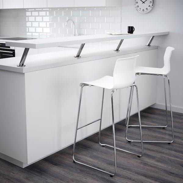 Ikea GLENN Bar stool - white/chrome 77 cm , 77 cm