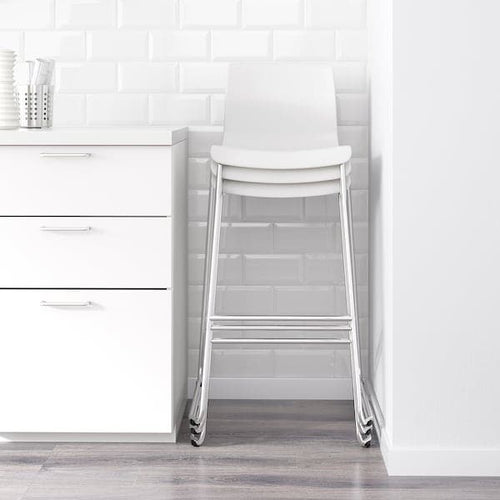 GLENN Bar stool - white/chrome 77 cm , 77 cm