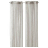 GLESGRÖE sheer curtains, 1 pair, grey/with heading tape, 145x300 cm