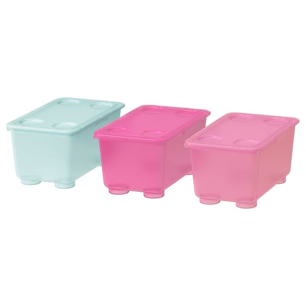 GLIS Container with lid - pink/turquoise 17x10 cm - Premium Household Storage Containers from Ikea - Just €5.99! Shop now at Maltashopper.com