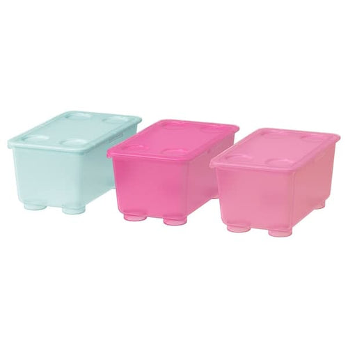 GLIS Container with lid - pink/turquoise 17x10 cm