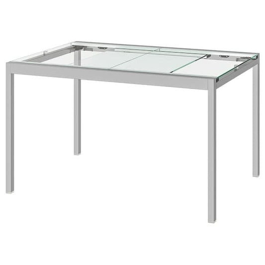 Ikea GLIVARP Extendable table - transparent/chrome 125/188x85 cm , 125/188x85 cm