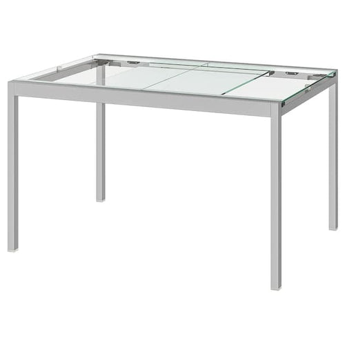 GLIVARP Extendable table - transparent/chrome 125/188x85 cm , 125/188x85 cm