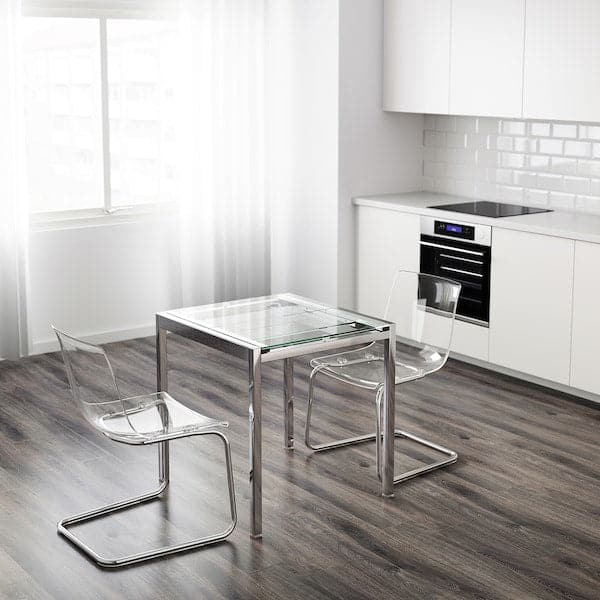 GLIVARP Extendable table - transparent/chrome 75/115x70 cm , 75/115x70 cm - best price from Maltashopper.com 60334699