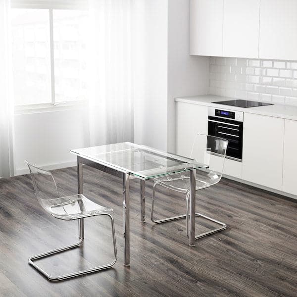 GLIVARP Extendable table - transparent/chrome 75/115x70 cm , 75/115x70 cm - best price from Maltashopper.com 60334699