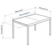 GLIVARP Extendable table - transparent/chrome 125/188x85 cm , 125/188x85 cm - best price from Maltashopper.com 40334695