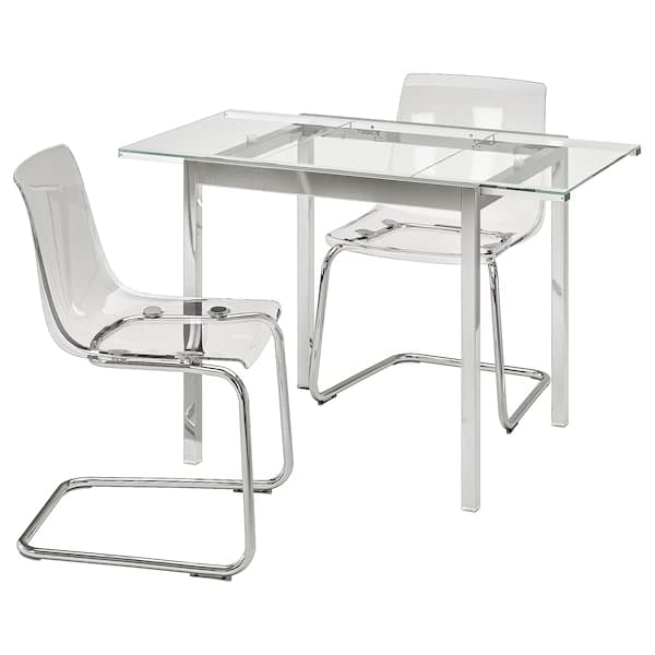 GLIVARP / TOBIAS Table and 2 chairs - transparent/chrome transparent 75 cm , 75 cm - best price from Maltashopper.com 99197385