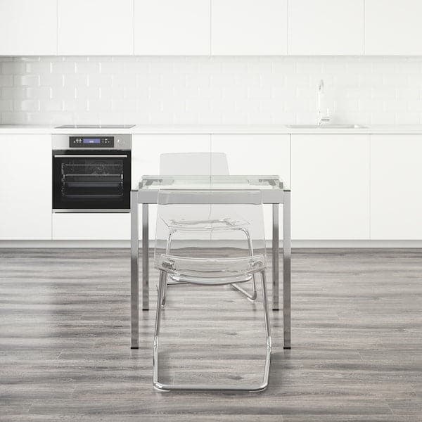 GLIVARP / TOBIAS Table and 2 chairs - transparent/chrome transparent 75 cm , 75 cm - best price from Maltashopper.com 99197385