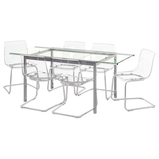 GLIVARP / TOBIAS Table and 6 chairs - transparent/transparent 188 cm , 188 cm - best price from Maltashopper.com 19197389