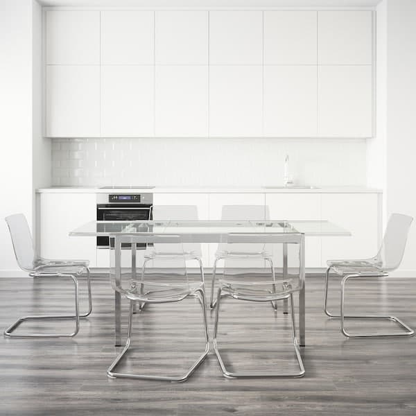 GLIVARP / TOBIAS Table and 6 chairs - transparent/transparent 188 cm , 188 cm - best price from Maltashopper.com 19197389
