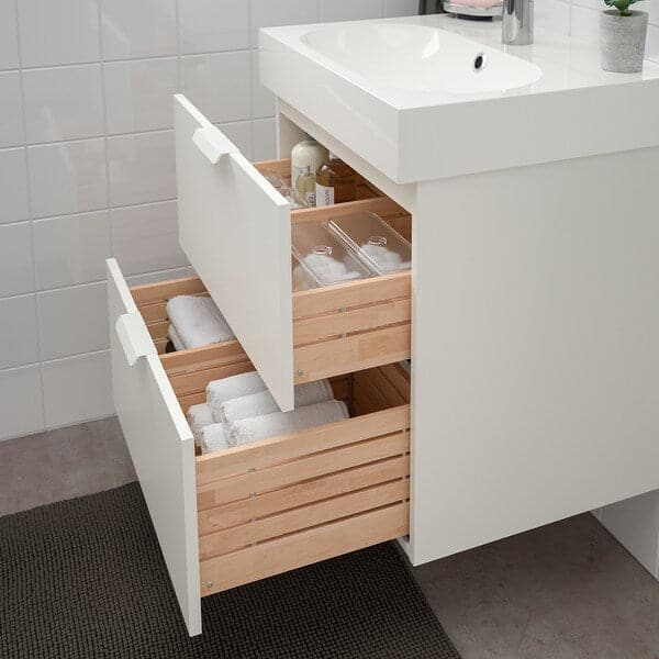 GODMORGON / BRÅVIKEN Mobile for washbasin with 2 drawers - white/Miscel Brogrund 61x49x68 cm - Premium Bathroom Vanities from Ikea - Just €388.99! Shop now at Maltashopper.com