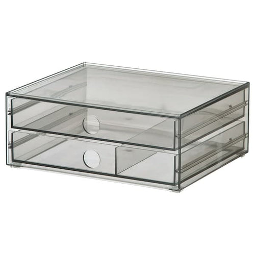 GODMORGON - Mini chest with 2 drawers, smoked, 23x19x9 cm