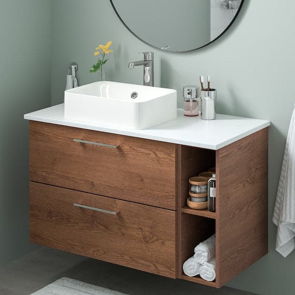 GODMORGON - Open cabinet, Gillburen brown stained ash effect, 20x45x58 cm - best price from Maltashopper.com 50481214