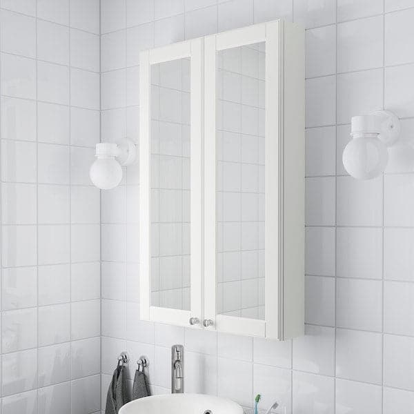 GODMORGON - Mirror cabinet with 2 doors, Kasjön white, 60x14x96 cm - best price from Maltashopper.com 60392316