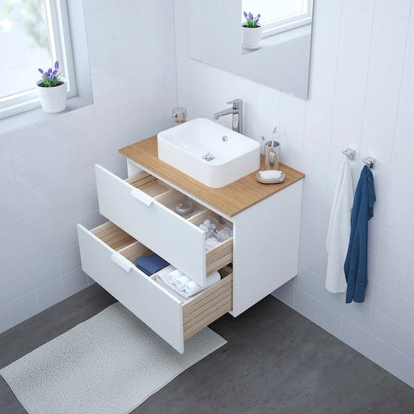 GODMORGON - Wash-stand with 2 drawers, white, 80x47x58 cm - best price from Maltashopper.com 00281104