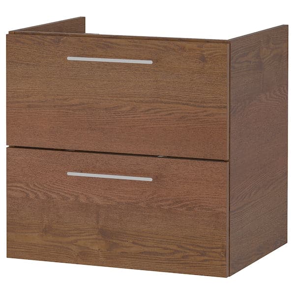 GODMORGON - Wash-stand with 2 drawers, brown stained ash effect, 60x47x58 cm - best price from Maltashopper.com 00457909