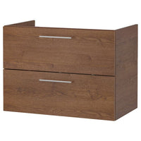 GODMORGON - Wash-stand with 2 drawers, brown stained ash effect, 80x47x58 cm - best price from Maltashopper.com 80457910