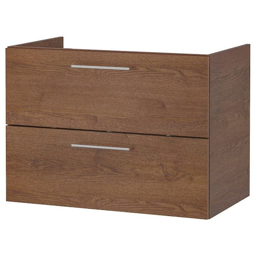 GODMORGON - Wash-stand with 2 drawers, brown stained ash effect, 80x47x58 cm