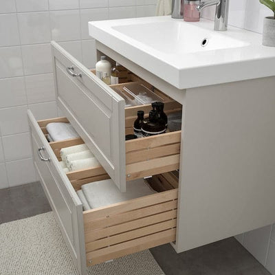 GODMORGON Cabinet for sink with 2 drawers - Kasjön light grey 80x47x58 cm , 80x47x58 cm - best price from Maltashopper.com 50387645