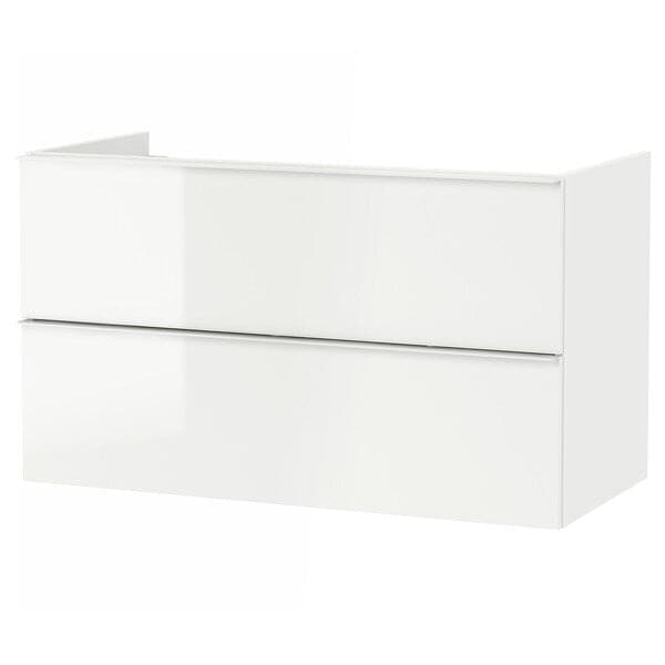 GODMORGON - Wash-stand with 2 drawers, high-gloss white, 100x47x58 cm - best price from Maltashopper.com 80344094