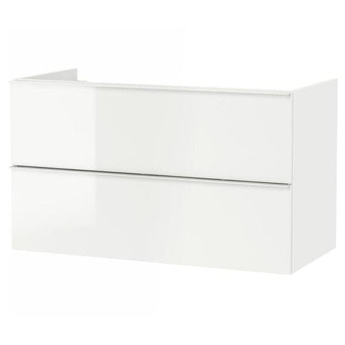 GODMORGON - Wash-stand with 2 drawers, high-gloss white, 100x47x58 cm