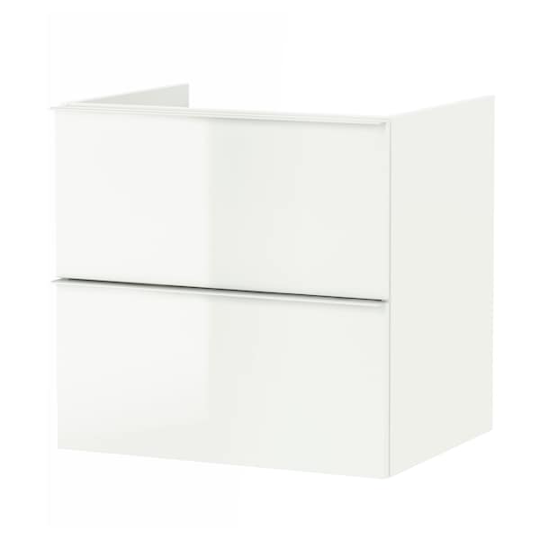 GODMORGON - Wash-stand with 2 drawers, high-gloss white, 60x47x58 cm - best price from Maltashopper.com 80195536