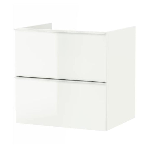 GODMORGON - Wash-stand with 2 drawers, high-gloss white, 60x47x58 cm
