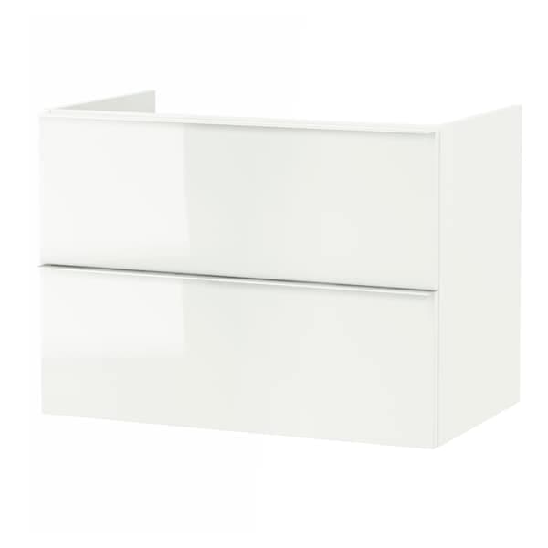 GODMORGON - Wash-stand with 2 drawers, high-gloss white