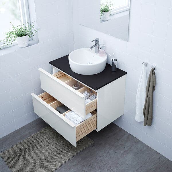 GODMORGON - Wash-stand with 2 drawers, high-gloss white