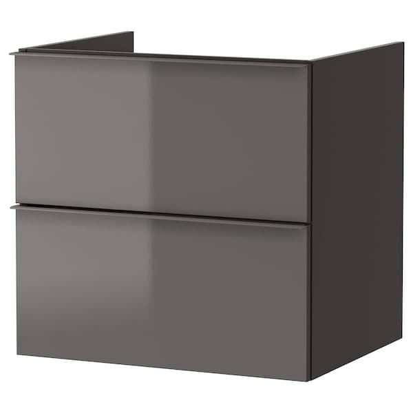 GODMORGON - Wash-stand with 2 drawers, high-gloss grey