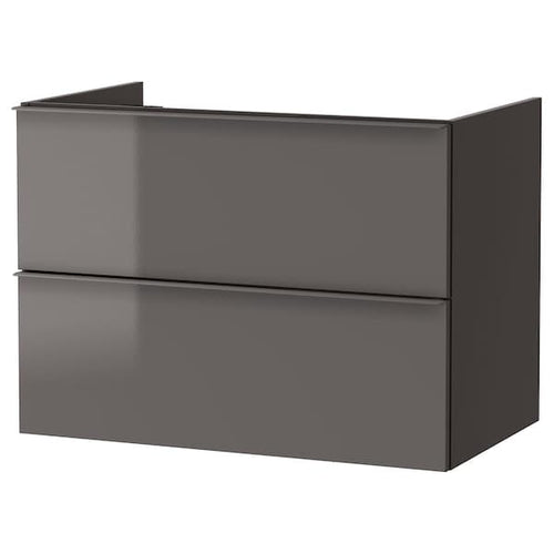 GODMORGON - Wash-stand with 2 drawers, high-gloss grey, 80x47x58 cm