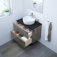 GODMORGON - Wash-stand with 2 drawers, high-gloss grey, 80x47x58 cm - best price from Maltashopper.com 80180993