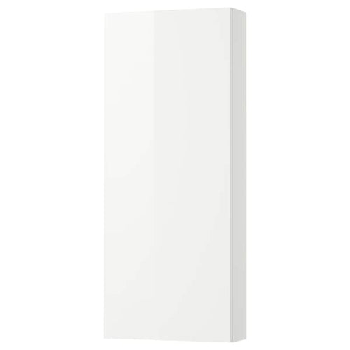 GODMORGON - Wall cabinet with 1 door, high-gloss white, 40x14x96 cm