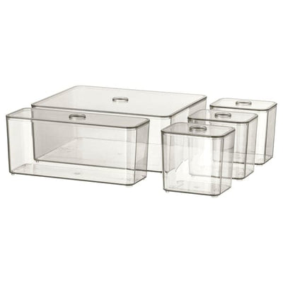 GODMORGON - Box with lid, set of 5, smoked, 24x20x10 cm - best price from Maltashopper.com 50400270