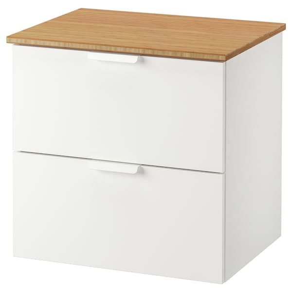 GODMORGON / TOLKEN - Wash-stand with 2 drawers, white/bamboo, 62x49x60 cm - best price from Maltashopper.com 29295426