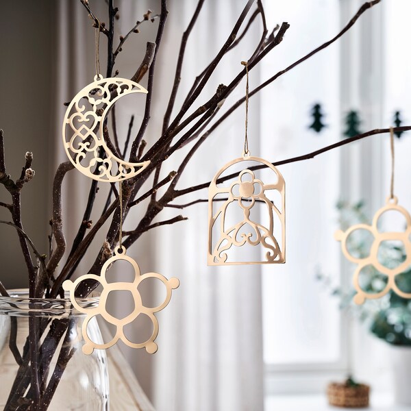 GOKVÄLLÅ - Set of 3 hanging decorations, copper-coloured - best price from Maltashopper.com 40570729