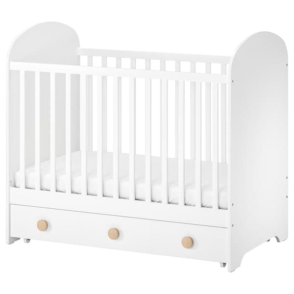 GONATT - Cot with drawer, white, 60x120 cm - best price from Maltashopper.com 30467092