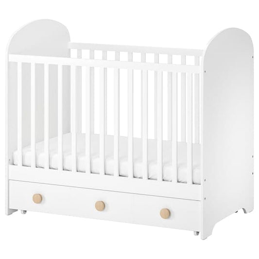 GONATT - Cot with drawer, white, 60x120 cm - best price from Maltashopper.com 30467092