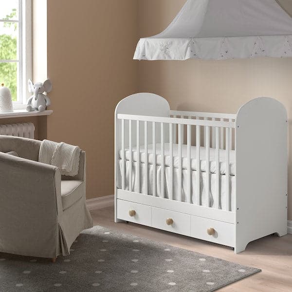 GONATT - Cot with drawer, white, 60x120 cm - best price from Maltashopper.com 30467092