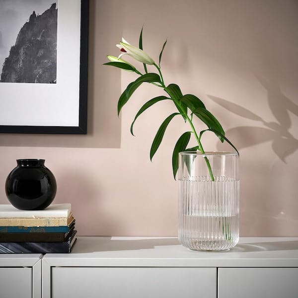 GRADVIS - Vase with metal insert, clear glass/gold-colour, 21 cm - best price from Maltashopper.com 40502919